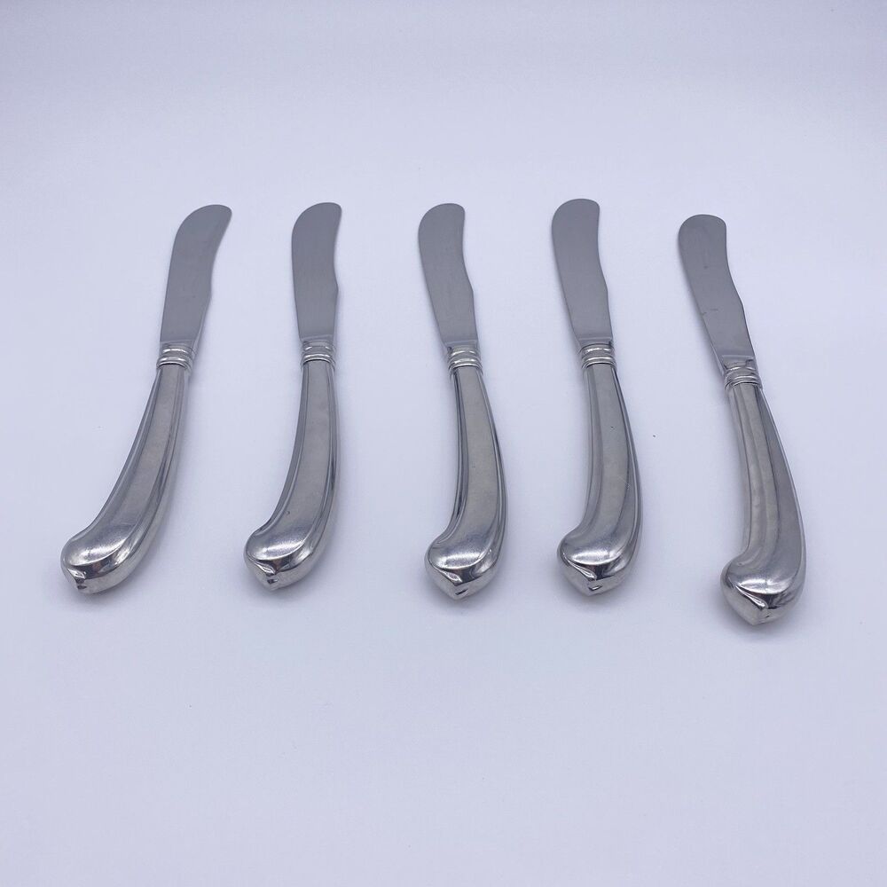 Set of 5 Gorham Colonial Tipt Glossy Dinner Knives 18/8 Stainless Steel Japan 9”